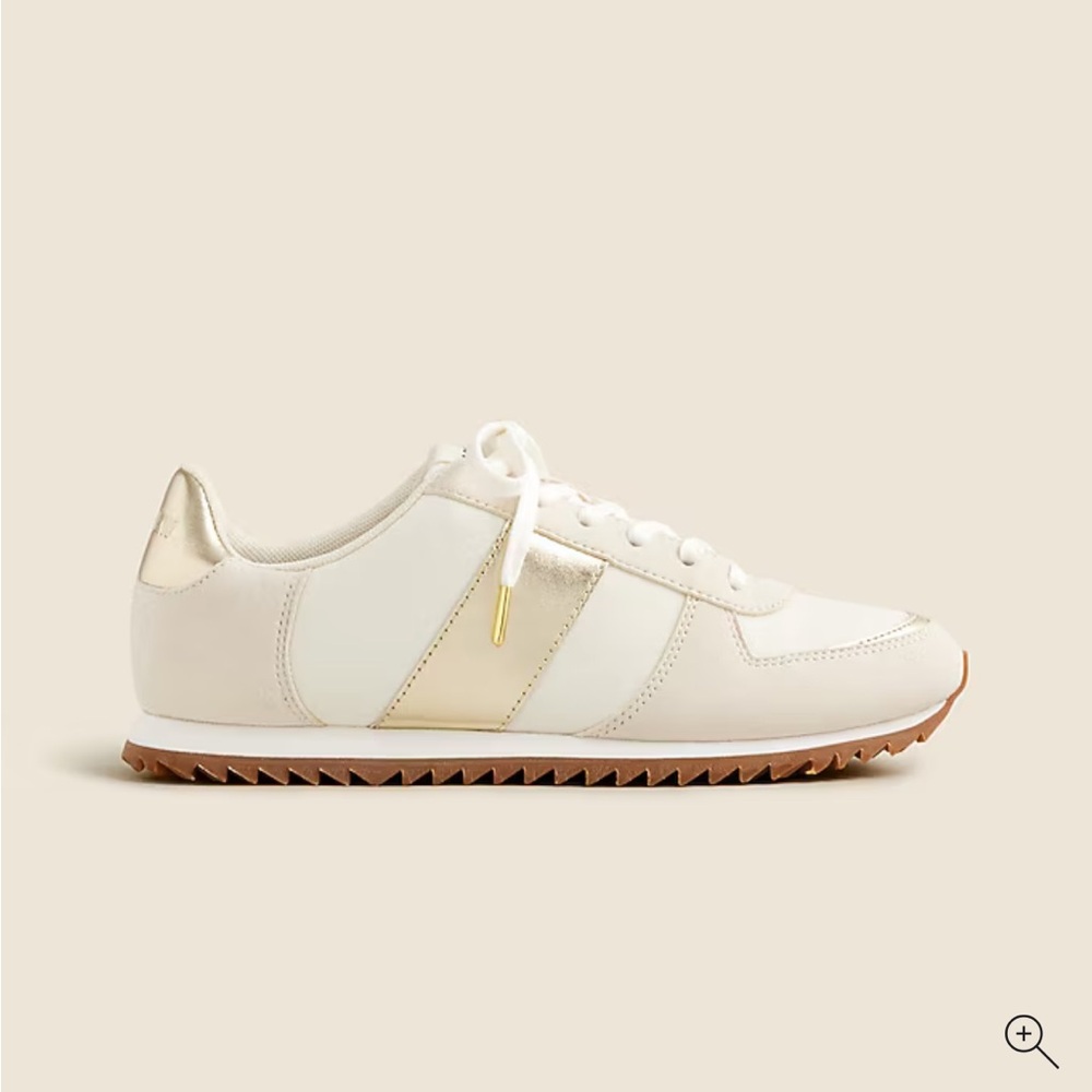 J Crew trainers in metallic colorblock Women's Cream Sneakers with Gold Accents - Picture 3 of 12
